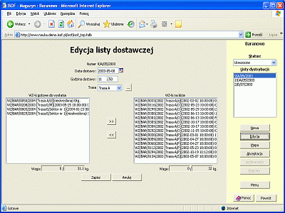Edycja listy dostawczej