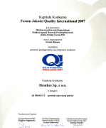 ISOF nagrodzony znakiem Quality International 2007
