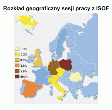 Rozk�ad geograficzny sesji pracy z ISOF