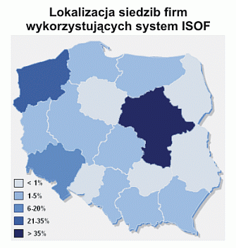 Lokalizacja siedzib firm wykorzystuj�cych system ISOF