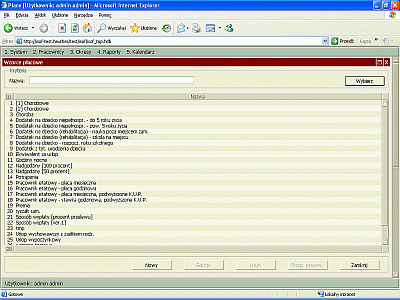 Lista p�ac - wzorce p�acowe